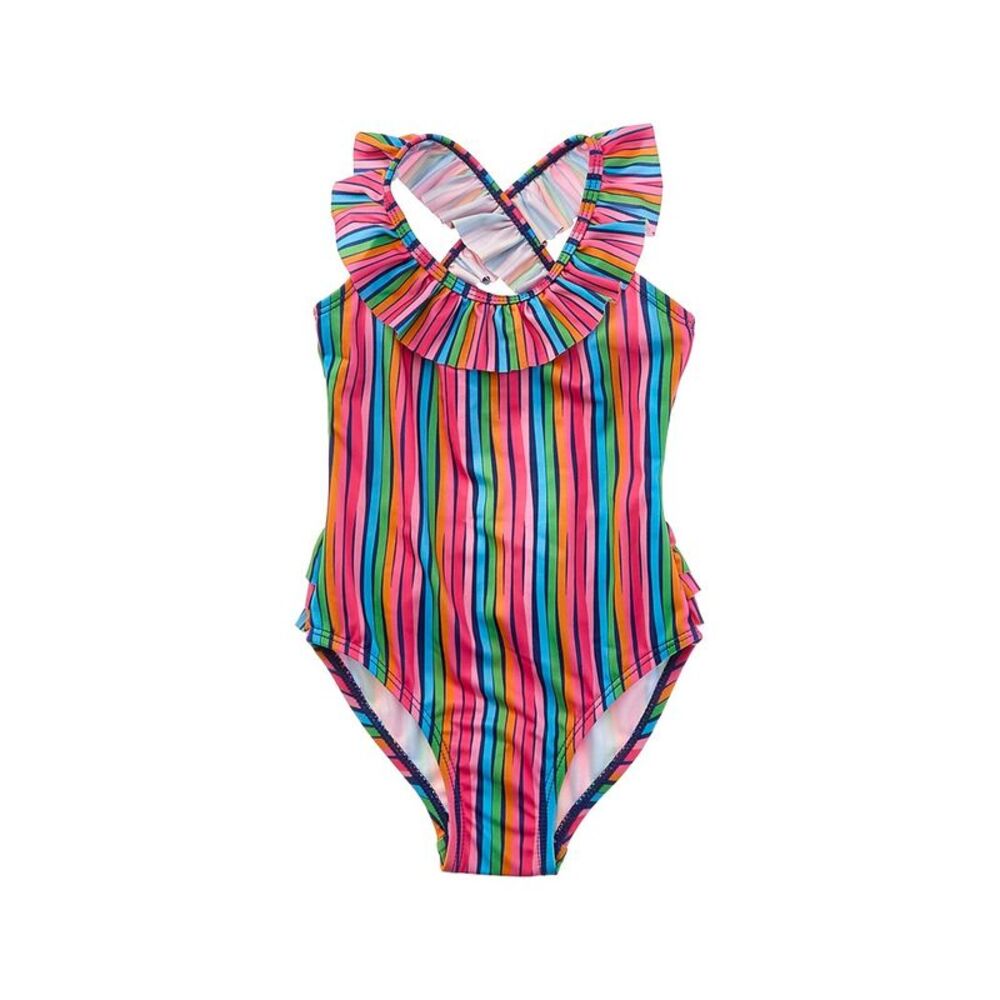 Flap Happy Girls  One Piece Wacky Ribbons Swimsuit, Pink